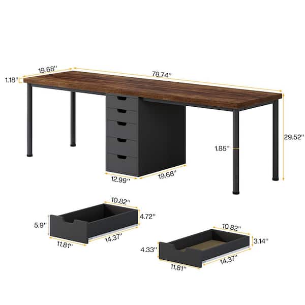 BYBLIGHT Moronia 78.74 in. Rectangular Black and Brown Wood
