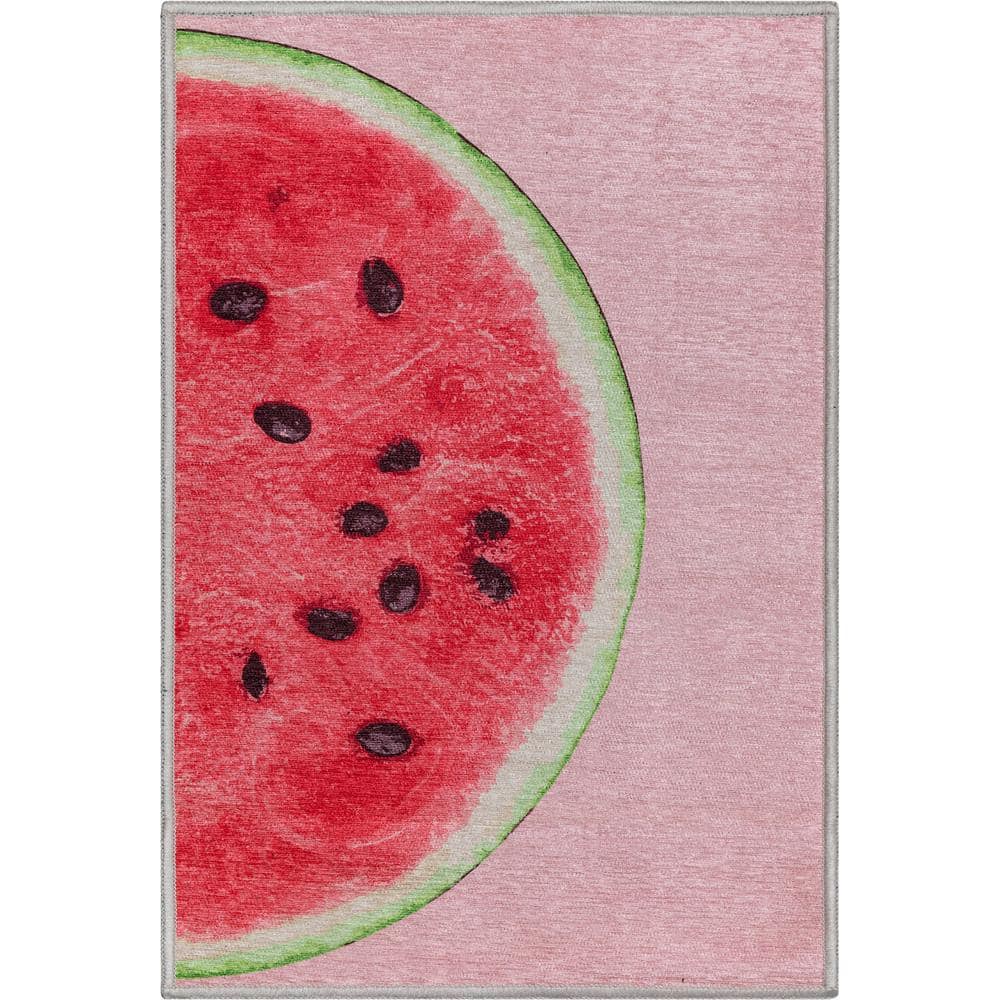 Apollo Half Watermelon Modern Printed Red Pink 2 ft. x 3 ft. Area Rug price history on PriceWatchPro