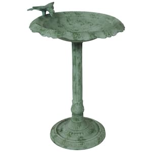 Garden Visitor Metal Birdbath - Green Patina - 15 in.