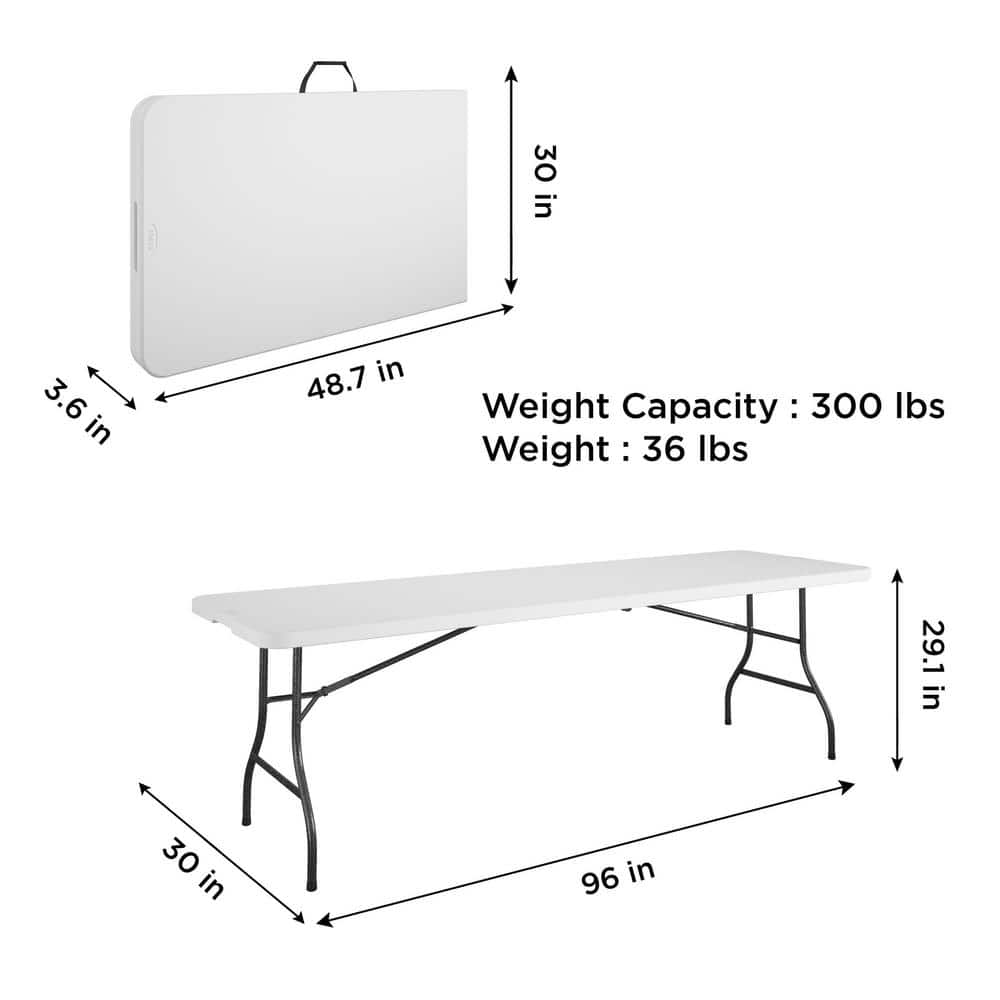 UPC 044681348242 product image for 96 in. White Plastic Fold-in-Half Folding Banquet Table | upcitemdb.com