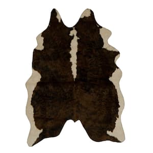 Crocus Dark Brown 4 ft. x 5 ft. Faux Cow Hide Mini Ex Brindle Area rug
