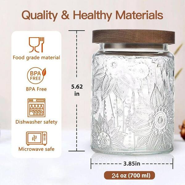 Lynzavix Vintage Sunflower Begonia Series Glass Storage Jar Set