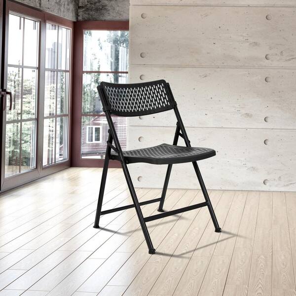 HAMPDEN FURNISHINGS Ava Comfort Card Table Folding Chair, Black