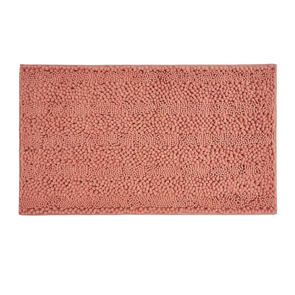 Astor With TPR Backing 27 in. x 45 in. Coral Solid Color Polyester Rectangle Bath Mat
