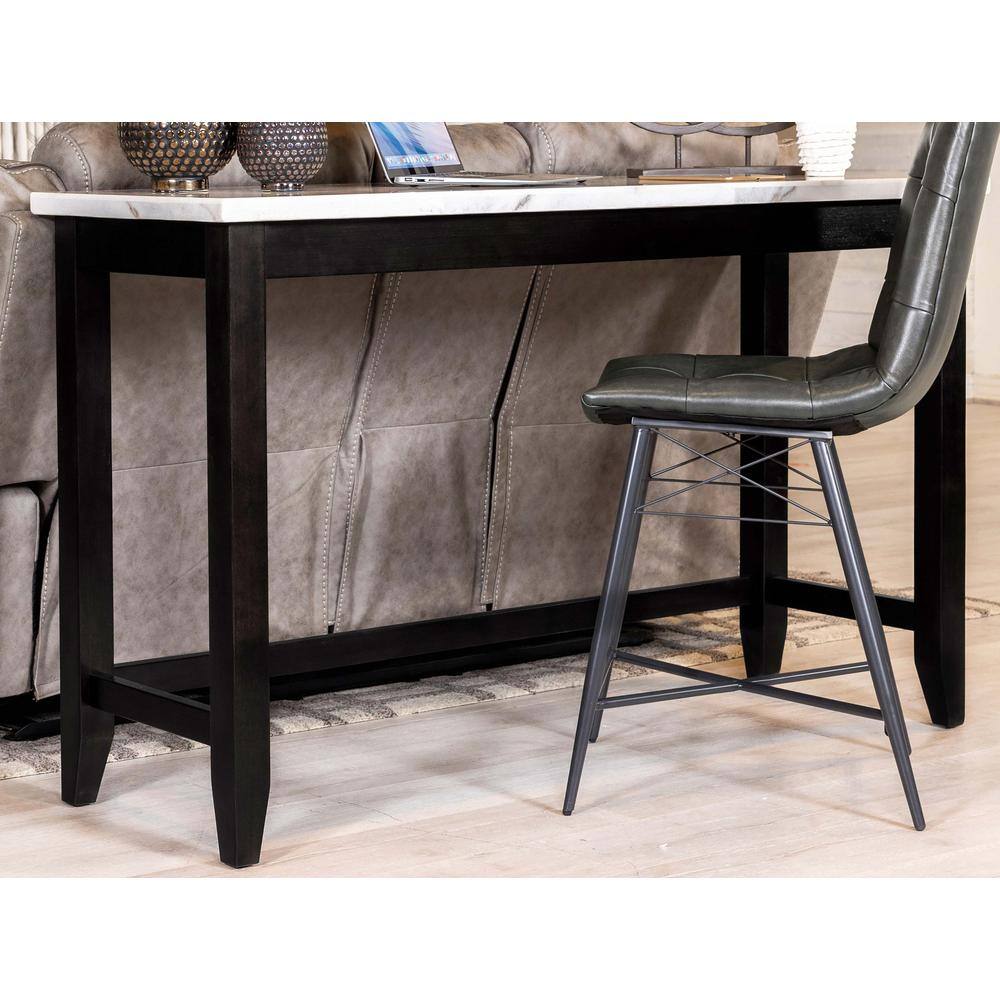 Toby Rectangular Black and White Marble Top Counter Height Table