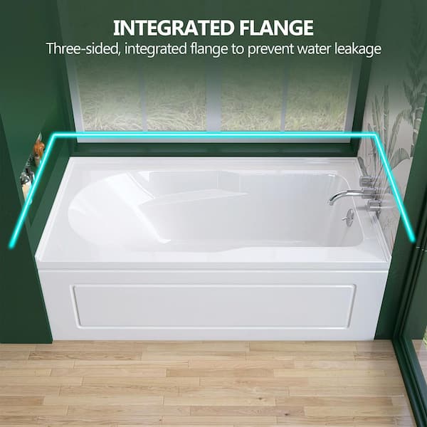 Zeafive Sez 60 in. x 32 in. Alcove/Apron Front Soaking Bathtub