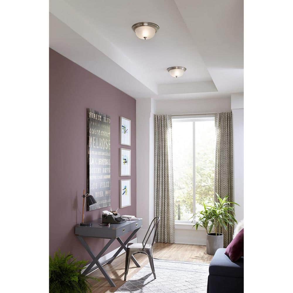 Brushed Nickel 14" Glass Dome Flush Mount Ceiling Light