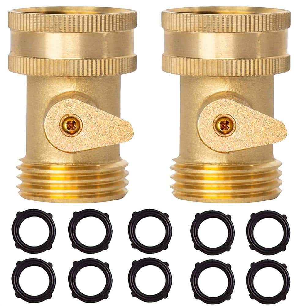 2-Pack Heavy-Duty 3/4 in. Solid Brass Garden Hose Shut Off Valve with 10 Ex