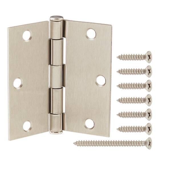 Everbilt 3-Pack 3-1/2 in. Satin Nickel Square Radius Squeak-Free