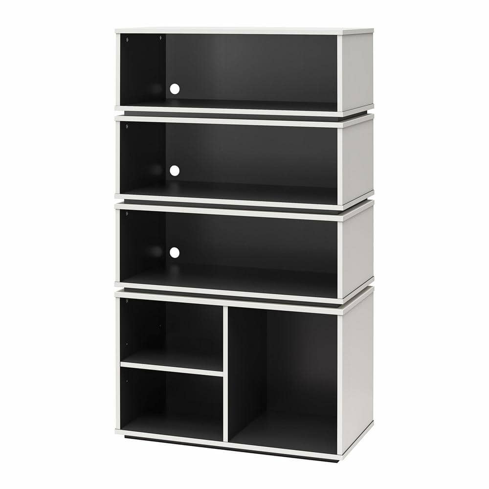 White and Black Adjustable Wood Display Storage Unit
