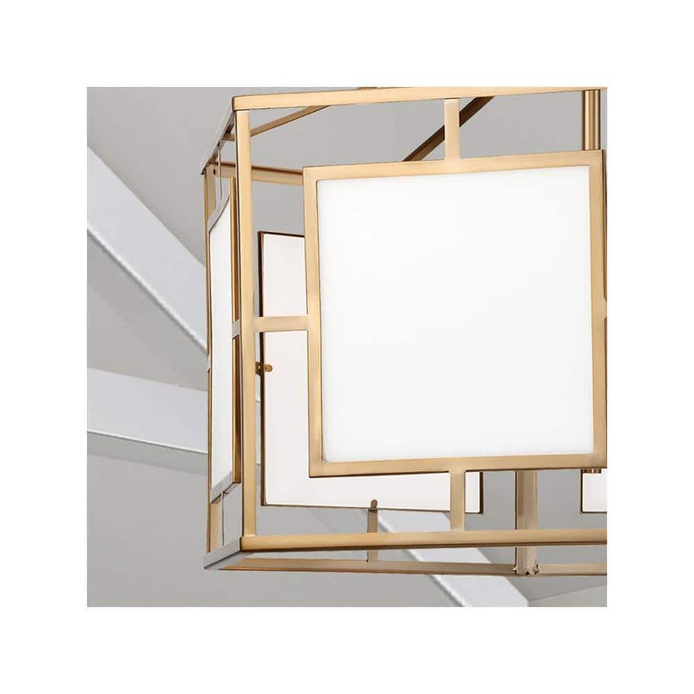 Vibrant Gold 6-Light Drum Chandelier with Glass Panels