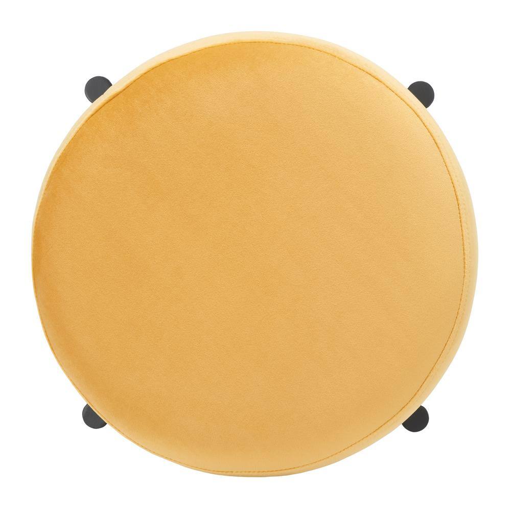Paisleigh 15'' Mustard Velvet and Black Metal Round Bar Stool