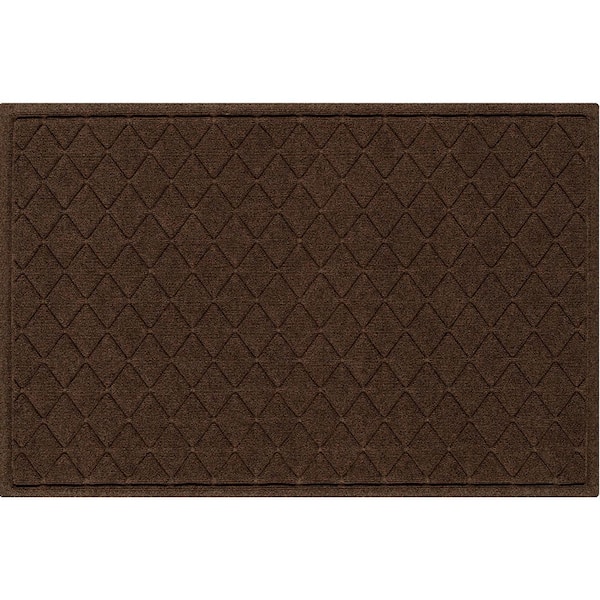 Bungalow Flooring Waterhog Argyle Dark Brown 34 in. x 52 in. PET Polyester Indoor Outdoor Door Mat