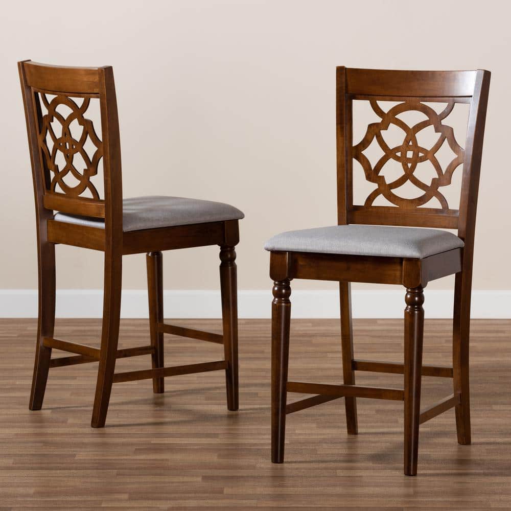 Oscar Walnut Brown Cane-Back Counter Height Pub Chair Set