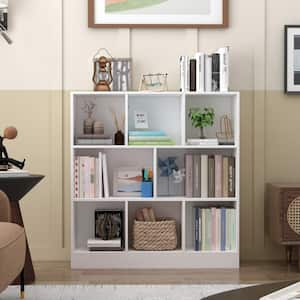 40.9 in. White Wood 8-Shelf Freestanding Standard Bookcase Display Bookshelf