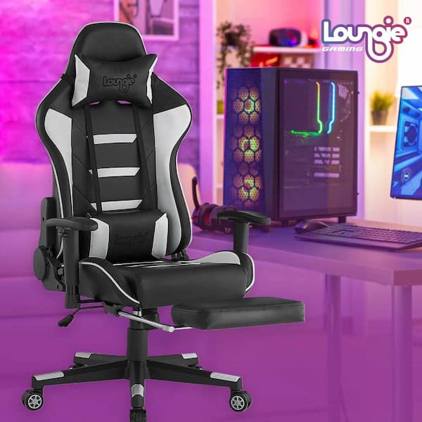 Homall High Back Gaming Chair Leather Office Chair with Footrest, Black