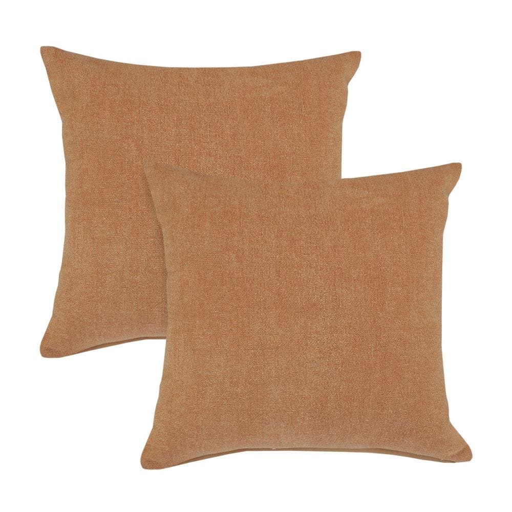 Stone Burnt Orange Solid Color Stonewashed 20 in. x 20 in. Indoor Throw Pil