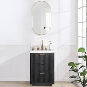 Cádiz 24 in. W x 22 in. D x 34 in. H Single Bathroom Vanity in Fir Wood Black with Composite top and Mirror