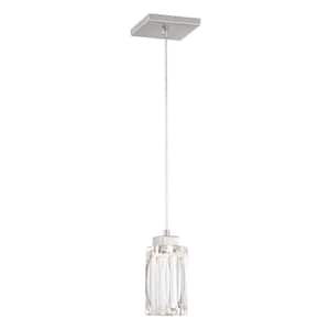 Putnam Place 35-Watt Integrated LED Brushed Nickel Rectangle Mini Pendant with Clear Glass Cube Shade
