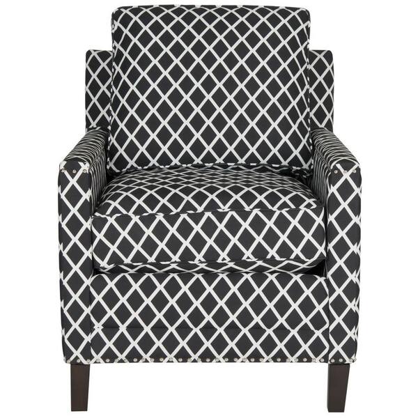 SAFAVIEH Buckler Black/White/Espresso Polyester Arm Chair