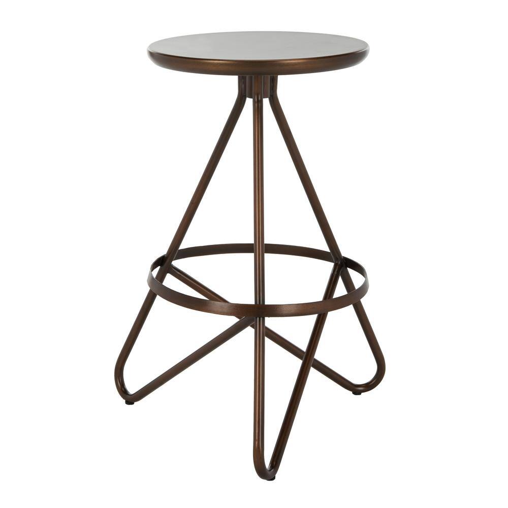 Antique Copper Iron Backless Counter Stool with Hairpin Legs