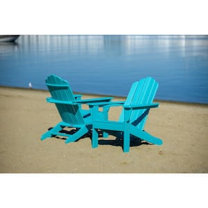 Marina Aruba Blue Poly Plastic Outdoor Patio Adirondack Chair (2-Pack)