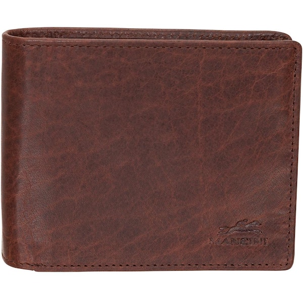 Real Buffalo Leather Wallets for Men - RFID Blocking Slim Trifold Wallet with Card Slots Brown