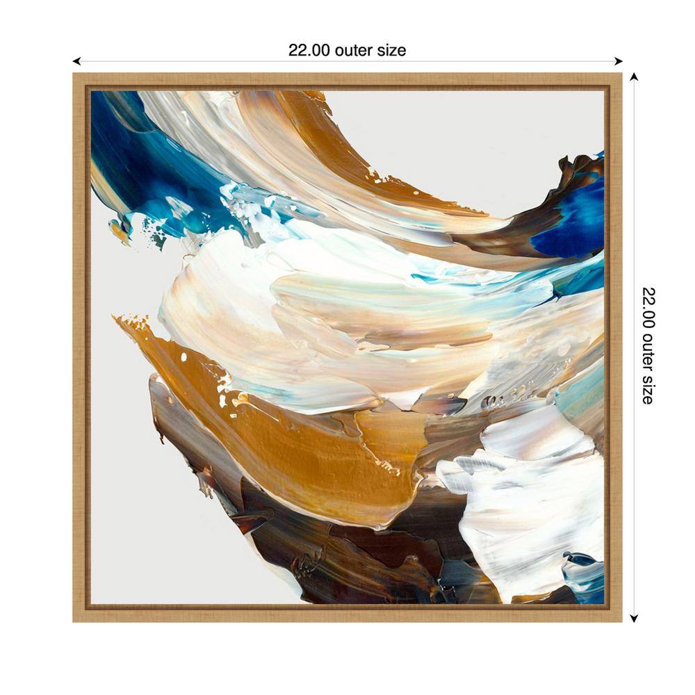Crashing Blue Abstract Canvas Print with Sylvie Maple Frame