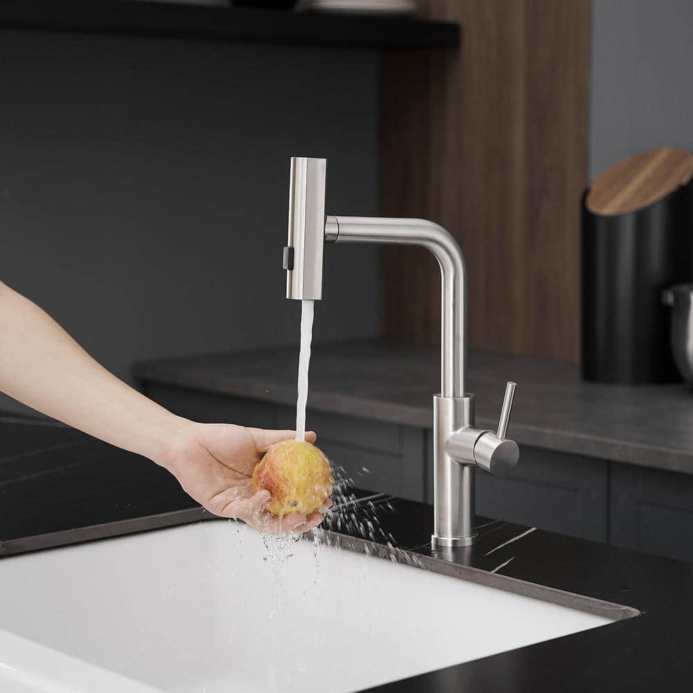 Brushed Nickel Single Handle Pull Down Kitchen Faucet