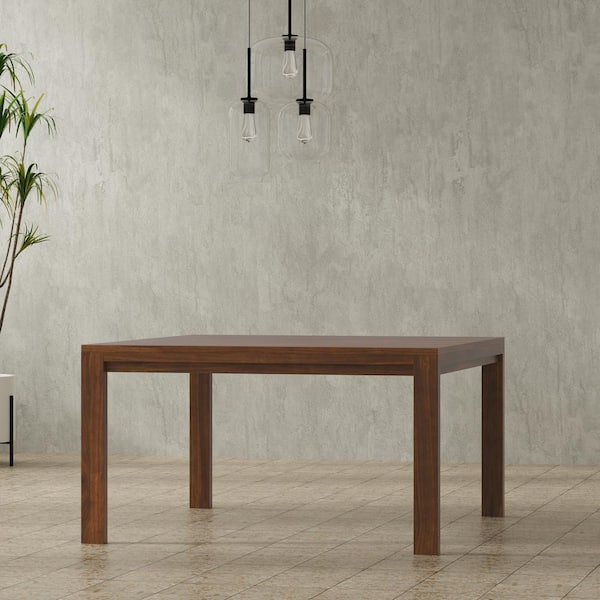 Wilson Transitional Walnut Veneer Square Wood 54 in. 4 Legs Dining Table Seats 6