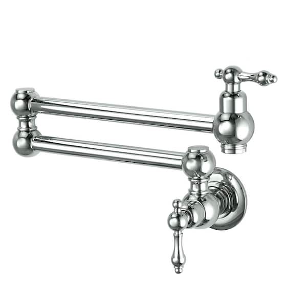 Unbranded Wall Mount Pot Filler Kitchen Faucet, 360° Rotating Folding faucet with Double Joint Swing Arms in Chrome