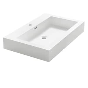 Livello 30 in. Drop-In Acrylic Bathroom Sink in White with Integrated Bowl