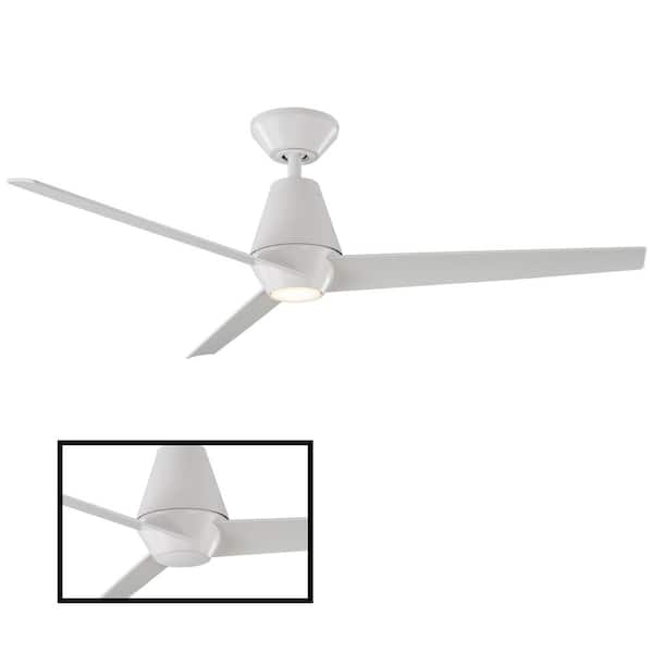 Slim 52 in. Integrated LED Indoor/Outdoor Matte White 3-Blade Smart Ceiling Fan with Light Kit and Remote Control