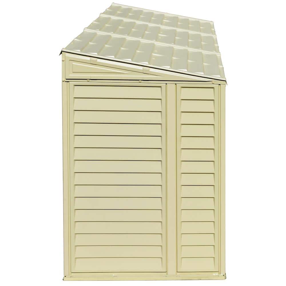 Beige 4' x 8' Vinyl Lean-To Storage Shed with Shelving