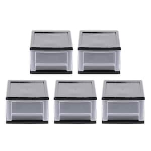 6.5 Qt. Stackble Drawer, Storage Tote, with a built-in handle, in Black, (5 Pack)