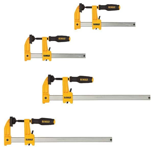 DEWALT 12 in. and 6 in. 600 lb. Bar Clamps (4 Pack) with 2.5 in. Throat Depth