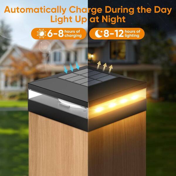 Afoxsos 12 Pack Solar Post Cap Lights Outdoor 3 Color Modes 72 LEDs ...