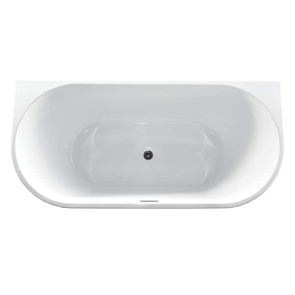 71 in. x 31.5 in. Acrylic Soaking Freestanding Bathtub in Glossy White