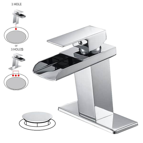 HOMEMYSTIQUE Single Handle Single Hole Bathroom Faucet in Polished Chrome