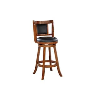 Avianna 24 in. Walnut Swivel Counter Stool with Cushion