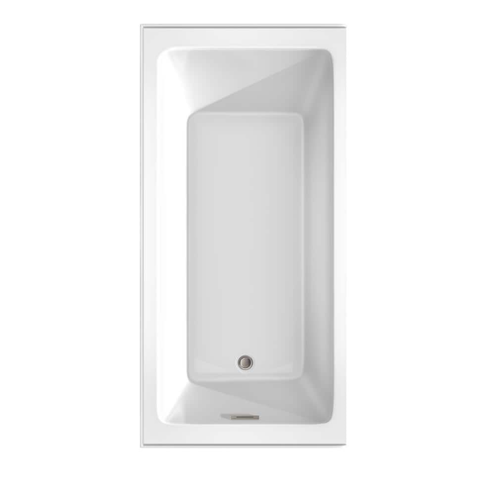 Grayley 66'' White Acrylic Alcove Bathtub with Brushed Nickel Trim