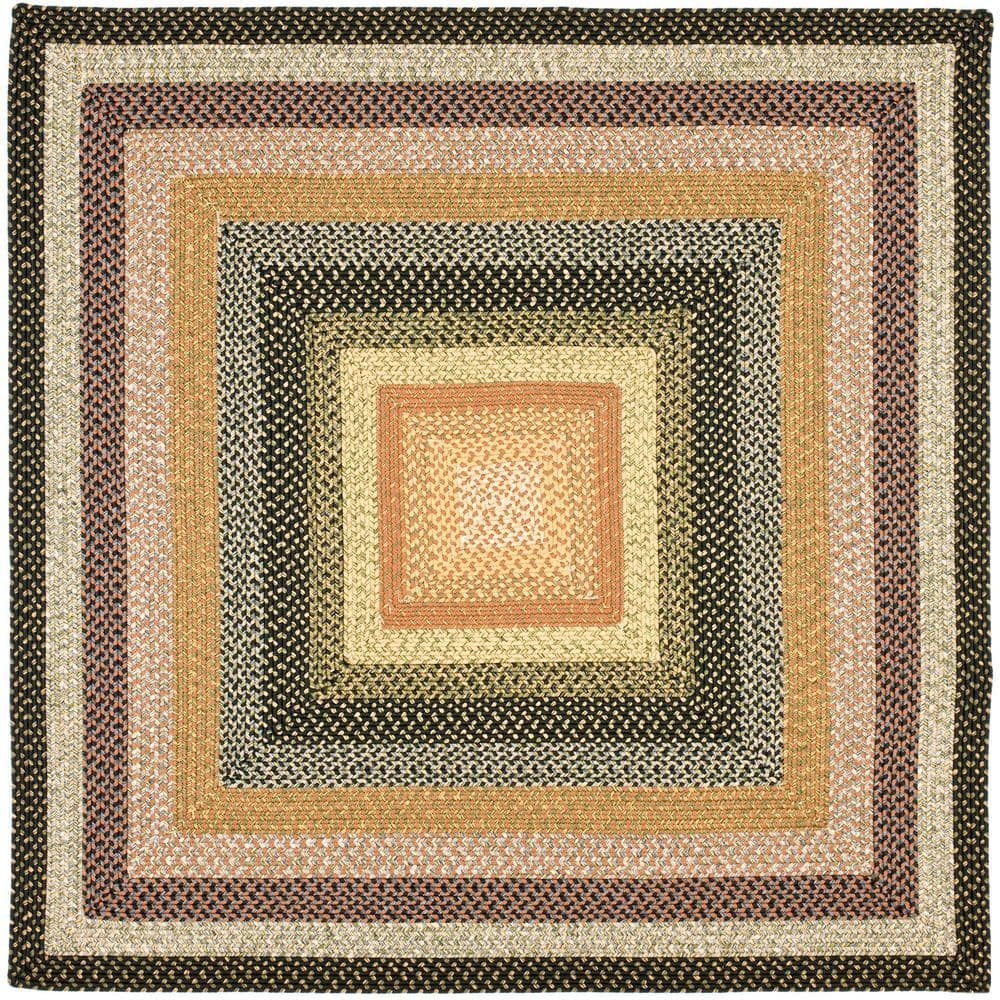 Coastal Charm Blue Square Braided 9' Synthetic Area Rug