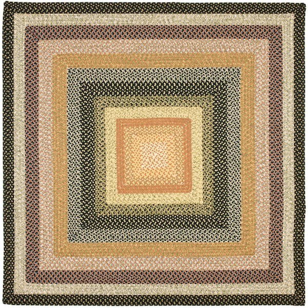 Braided 3 ft. x 3 ft. Multi Machine Washable Border Interlaced Square Area Rug