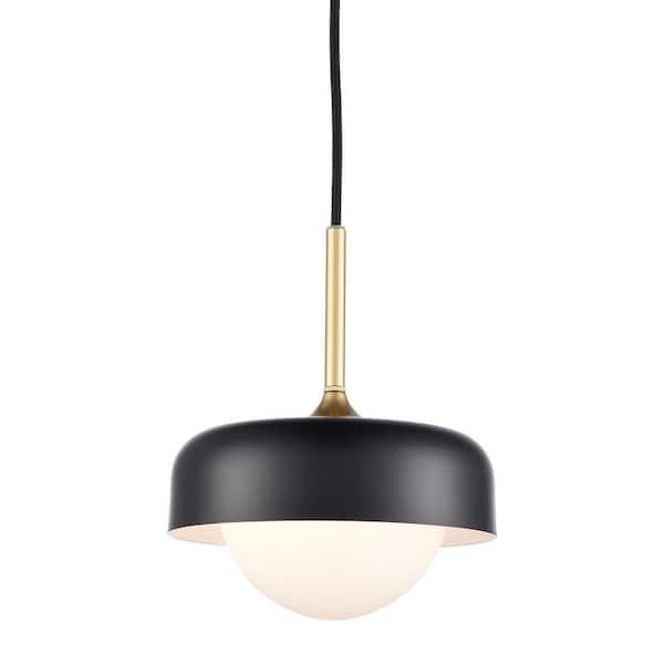 Industrial Modern Black Barn Pendant Light with Glass Shade