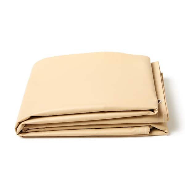 10 ft. x 15 ft. Tan 20 Mil 18 oz. Heavy Duty Vinyl Plastic Tarp, Stainless Steel Grommet Waterproof, Multi-Purpose Cover