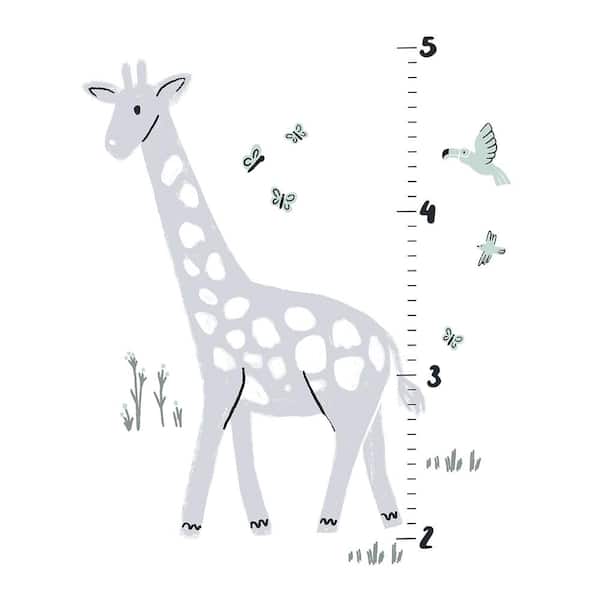 17.25 in. x 0.03 in. Grey Giraffe Growth Chart Wall Decal 20-Piece