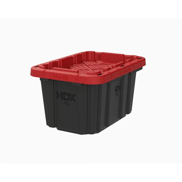 7 Gal. Tough Storage Tote in Black with Red Lid