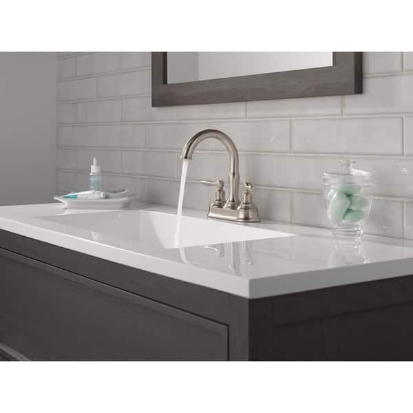 Roe 4 in. Centerset Double Handle Bathroom Sink Faucet in Stainless