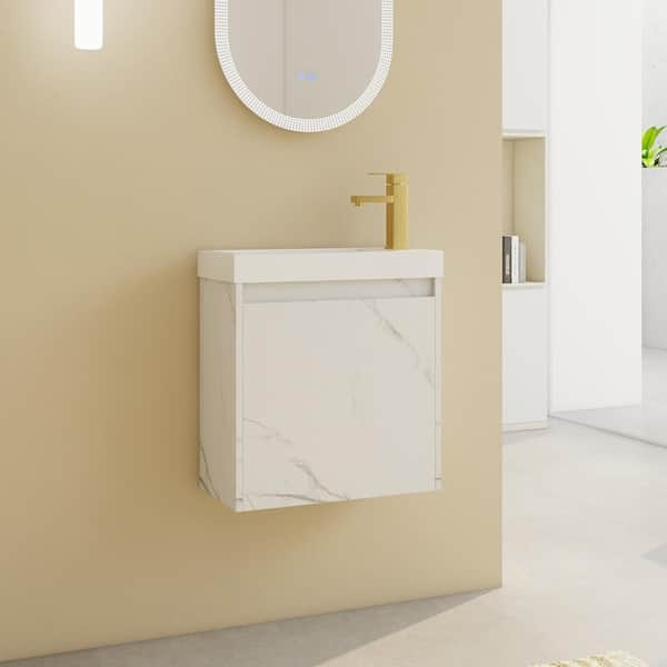 20 in. W x 10 in. D x 21.3 in. H Single Sink Floating Bath Vanity in White with White Resin Top