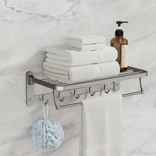 Multifunctional 6-Towel Holders Wall Mounted Towel Rack in Brushed Nickel